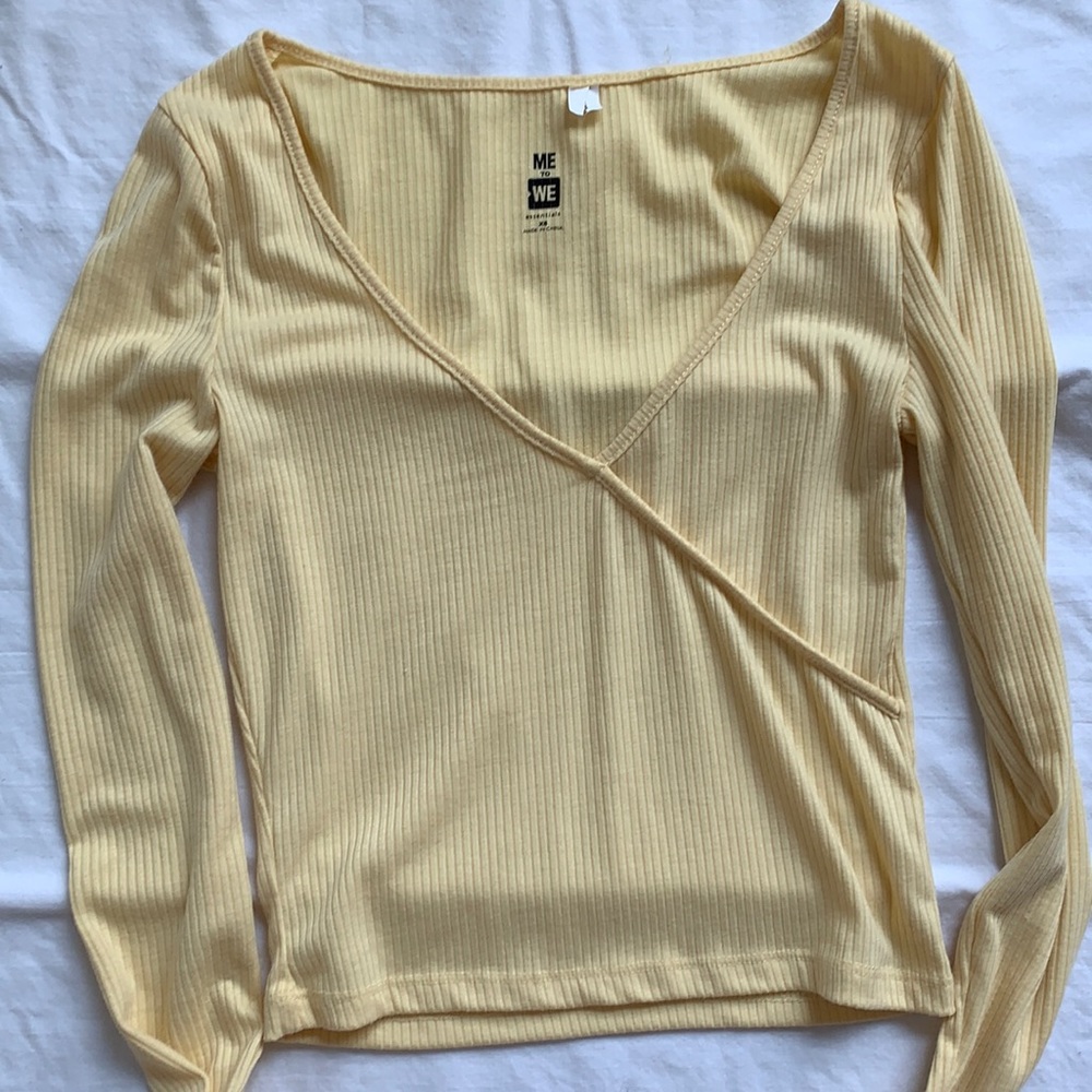 Long sleeve wrap top in yellow